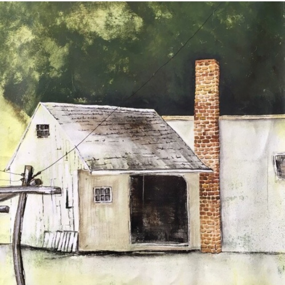 Huge 5x8' folk art/ landscape canvas painting - J.Chase, Georgia Artist